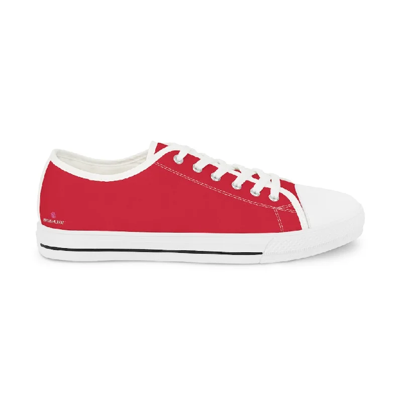 classic athletic shoes vibe-Bright Red Men's Low Top Sneakers, Best Solid Color Modern Best Men's Low Top Sneakers  (US Size: 5-14)