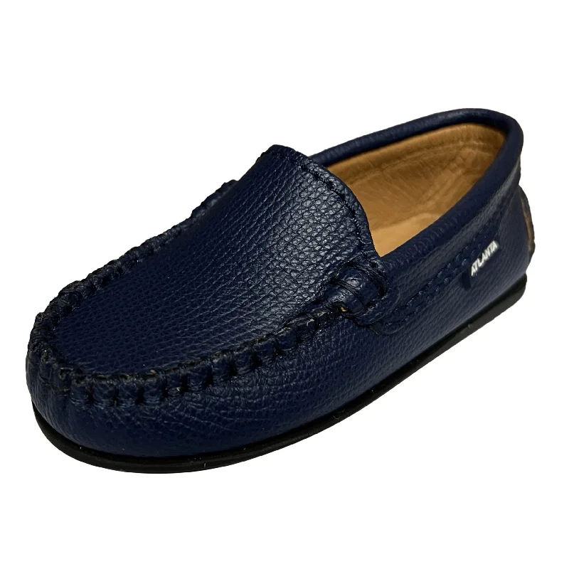 loafers with custom fit options-Atlanta Mocassin Boy's and Girl's Loafers, Blue Little Grainy