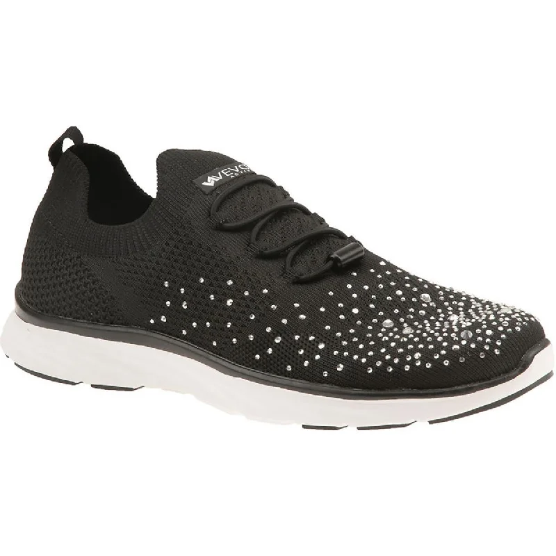 cushioned athletic shoes edge-Vevo Active Womens Steffi Rhinestone Lifestyle Casual And Fashion Sneakers