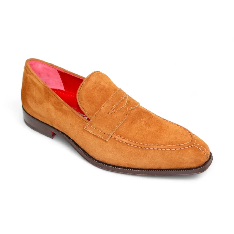 loafers for trendy formal look-Emilio Franco Oliviero Men's Shoes Cognac Suede Leather Loafers (EF1262)