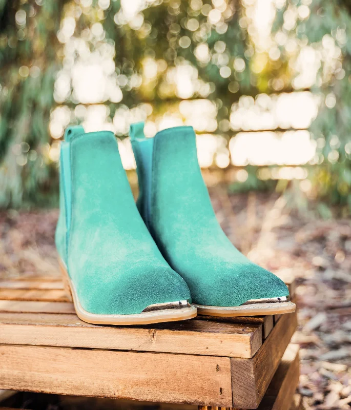 boots with soft and flexible sole-Wylie Suede Ankle Boot in Teal