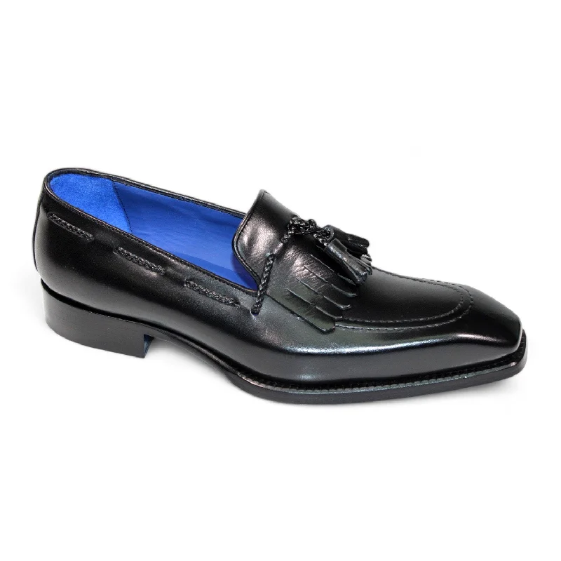 loafers for stylish everyday occasions-Emilio Franco Tommaso Men's Shoes Black Calf-Skin Leather Loafers (EF1272)