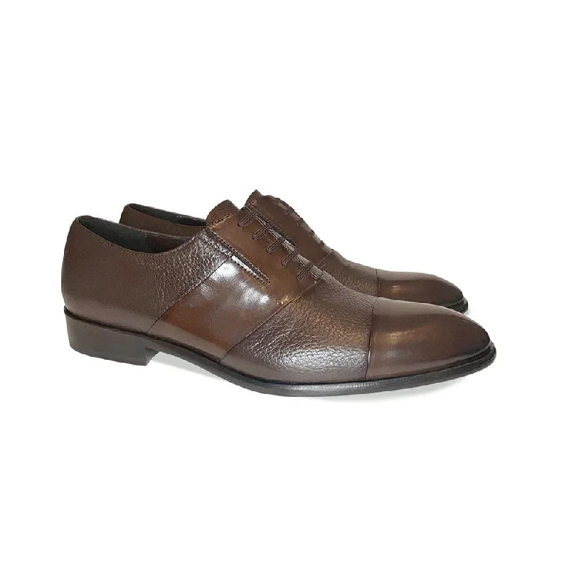 loafers for business attire-Corrente C0144-5691 Men's Shoes Brown Deer-Skin / Calf-Skin Leather Loafers (CRT1224)