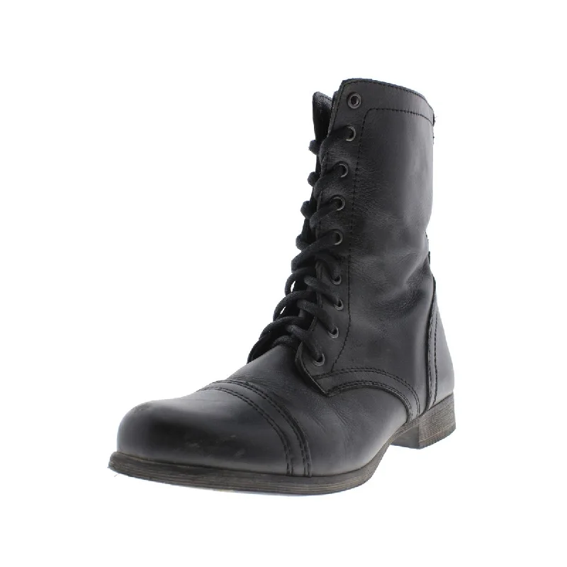 boots for trekking in snow-covered trails-Steve Madden Womens Troopa Lace Up Lace-Up Combat Boots