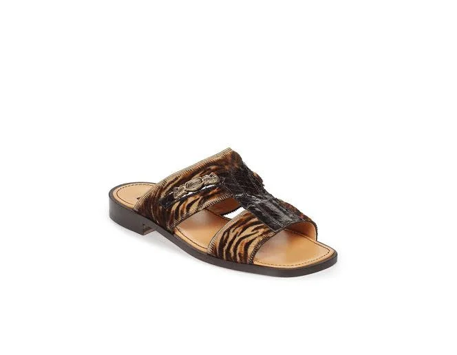 Mauri - 1450 Cuba Brown/Beige Genuine Pony Dark Brown Whips Sandals