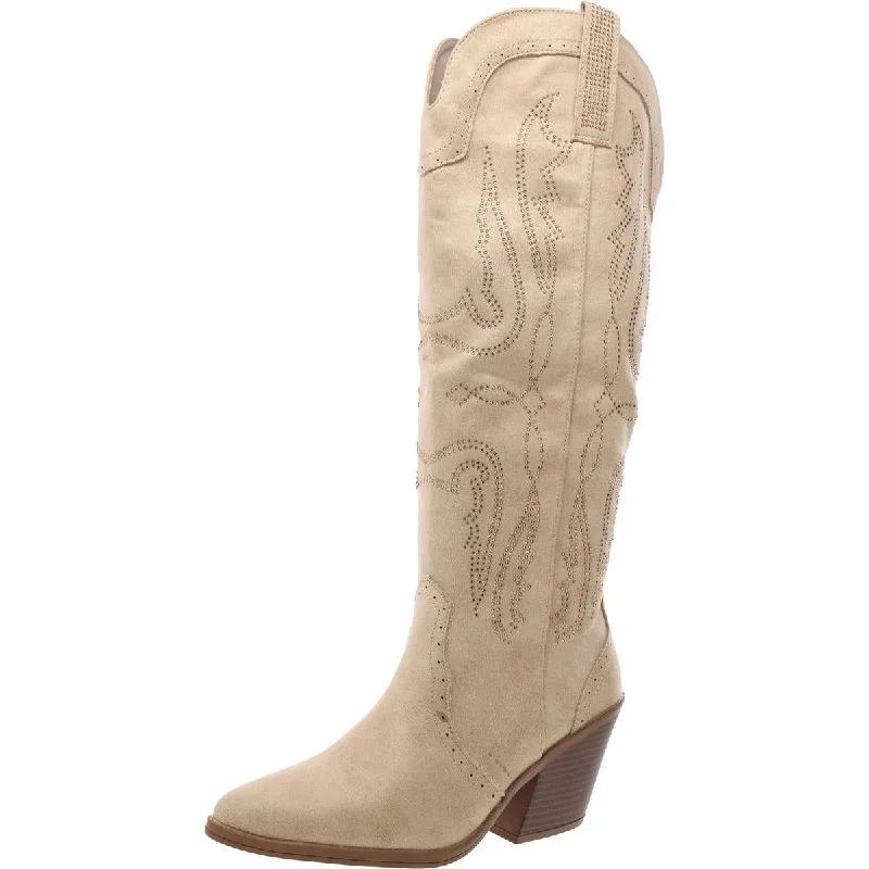 boots for keeping warm in cold winter conditions-Sugar Womens Kammy Rhinestone Faux Suede Tall Cowboy, Western Boots