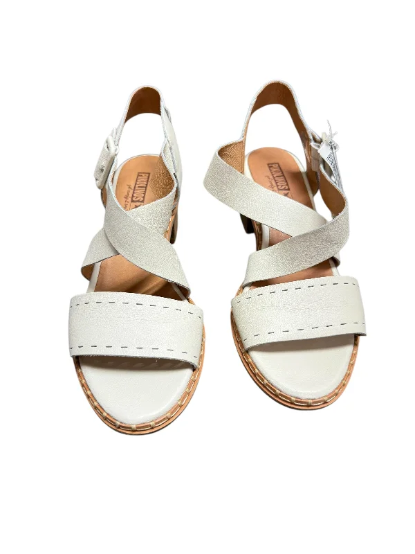 Sandals Heels Block By Pikolinos In White, Size: 8.5