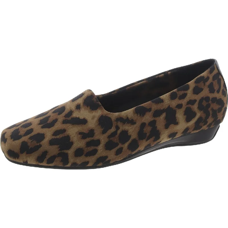 Powell Womens Leopard Print Square Toe Flat Shoes