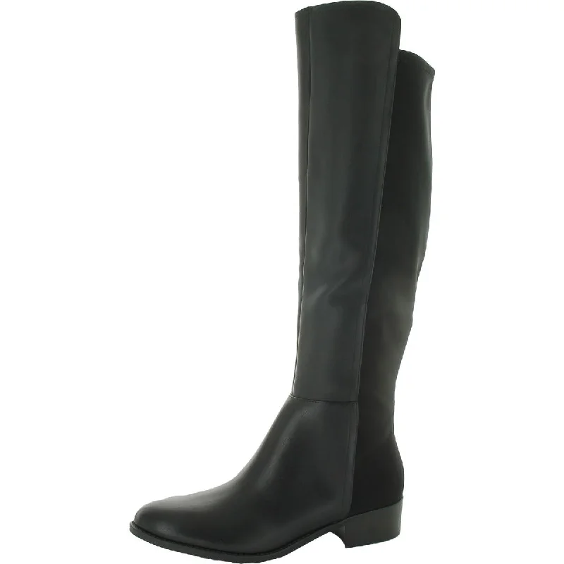 work boots for cold weather-Nine West Womens Nayli 3 Mixed Media Block Heel Knee-High Boots