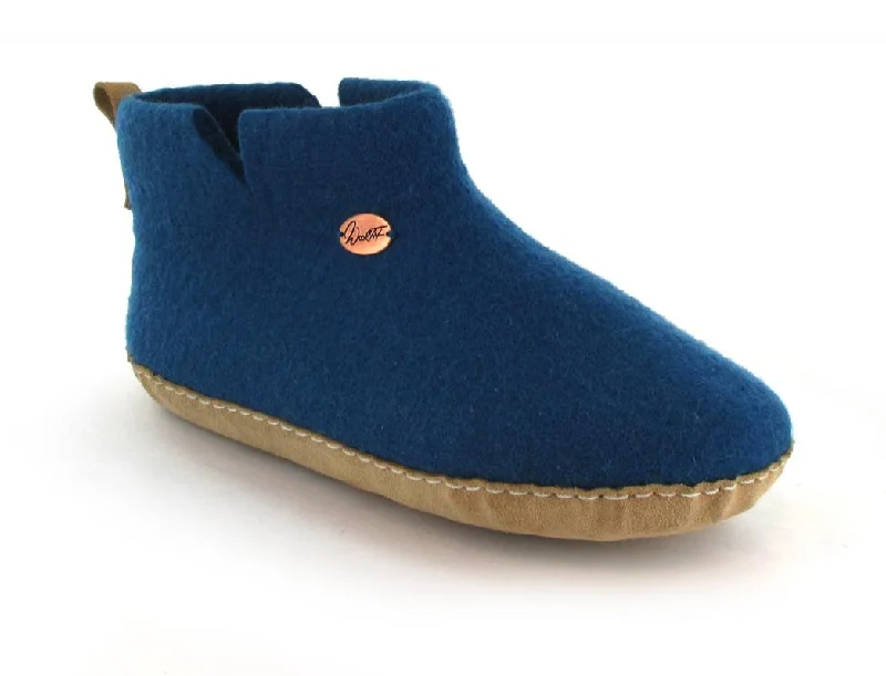 Slippers with chic soles-WoolFit® ankle high Felt Boots Slippers | Yeti, blue