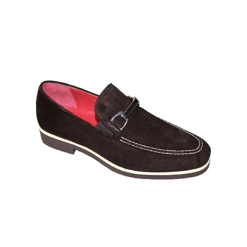 loafers for business office attire-Emilio Franco Nino II Men's Shoes Dark Brown Suede Leather Loafers (EF1235)