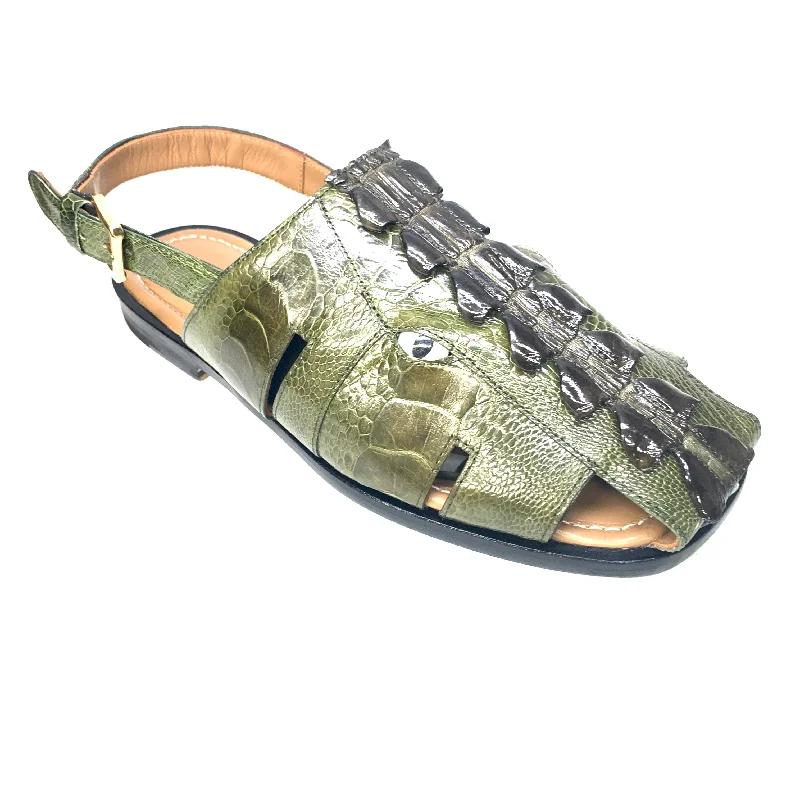 Mauri 5133 Mayhem Olive Green Exotic Hornback / Ostrich Leg Eyes Sandals