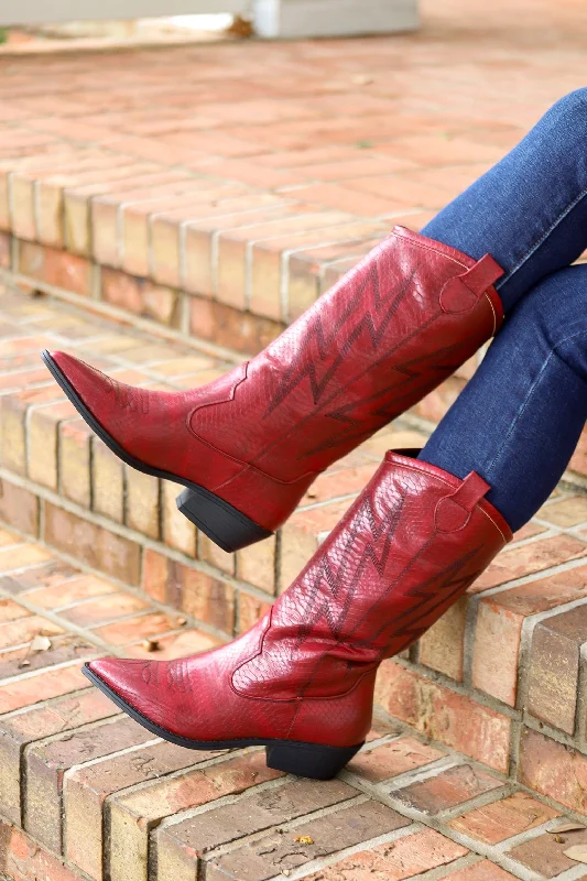 soft faux leather boots-Josea Snake Cowgirl Boots