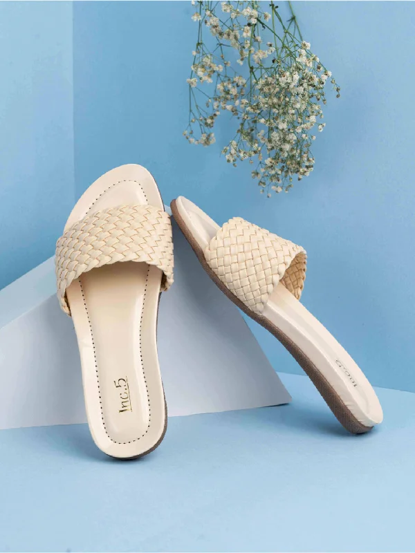 flair flats trendy-Flats that look good with suitsWomens Beige Casual Solid One Toe Slip-On Flats