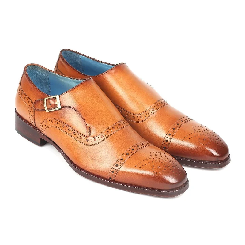 slip-on loafers for casual style-Paul Parkman 65CGN97 Men's Shoes Cognac Calf-Skin Leather Monk-Strap Loafers (PM6275)