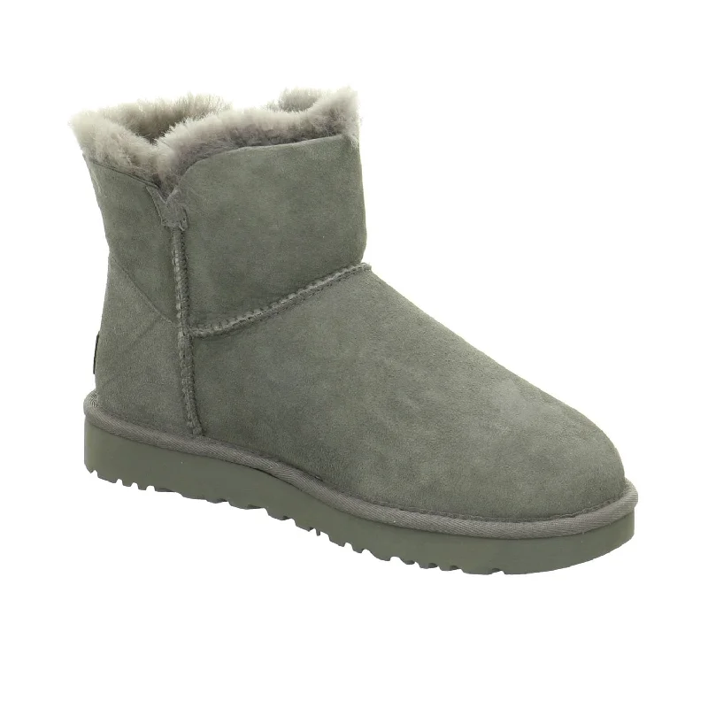 winter boots with waterproof feature-Women's Shoes UGG MINI BAILEY BUTTON II Suede & Sheepskin Boots 1016422 GREY