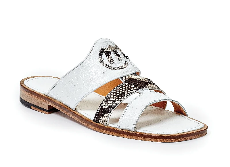 Mauri - 1255-1 Poccianti Ostrich Python Sandals White