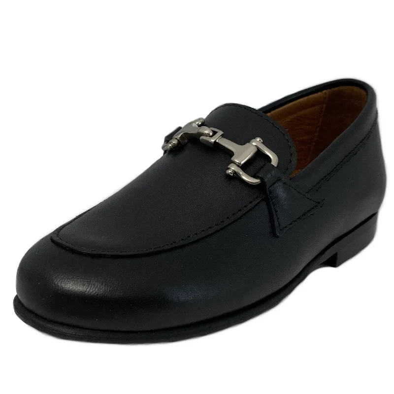 loafers for fashion-conscious workers-Atlanta Mocassin Boy's and Girl's Chained Loafers, Black