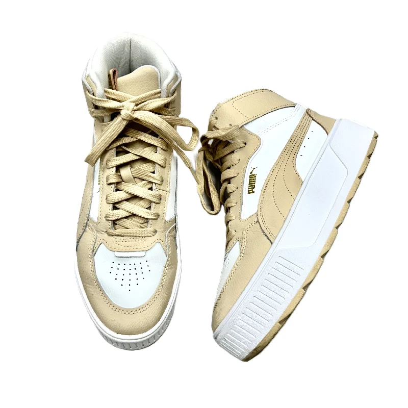 tan athletic shoes vibe-Shoes Sneakers By Puma In Tan & White, Size: 9