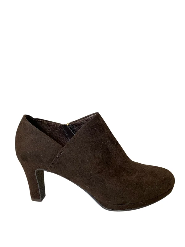 edge high heels elegant-Shoes Heels Block By Xappeal In Brown, Size: 9