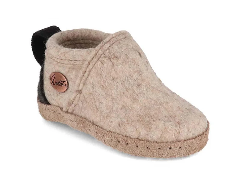 Slippers with sleek soles-WoolFit® Baby Slippers Toddler, natural beige