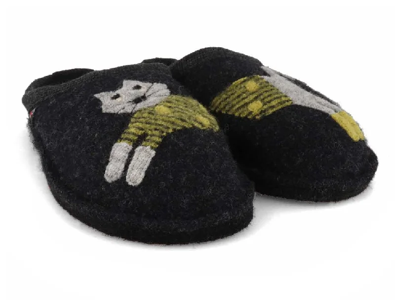 Slippers for quick steps-HAFLINGER Women Felt Slippers 'Flair Cucho', graphite