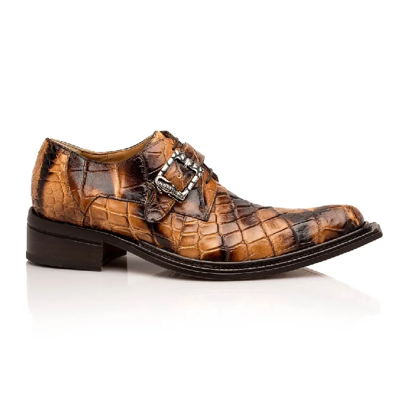 loafers for casual look with support-Mauri Wanted 44166/2 Men's Shoes Exotic Alligator Single Monk-Strap / Derby Loafers (MA5639)