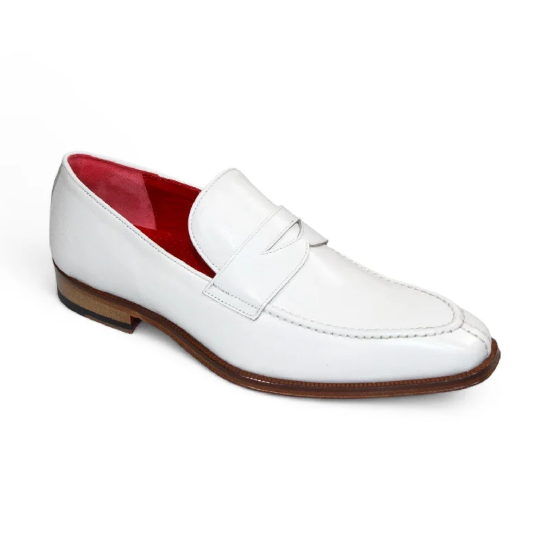 loafers for elegant office style-Emilio Franco Oliviero Men's Shoes White Calf-Skin Leather Loafers (EF1263)