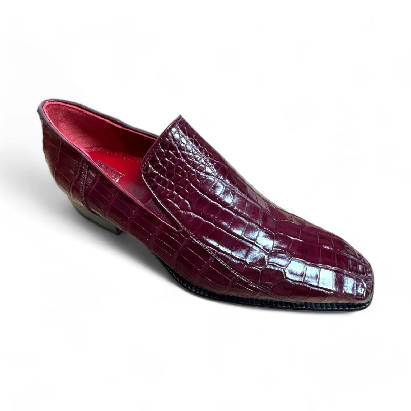 loafers for stylish everyday outings-Fennix Dustin Men's Shoes Bordo Alligator Exotic Loafers (FX1149)