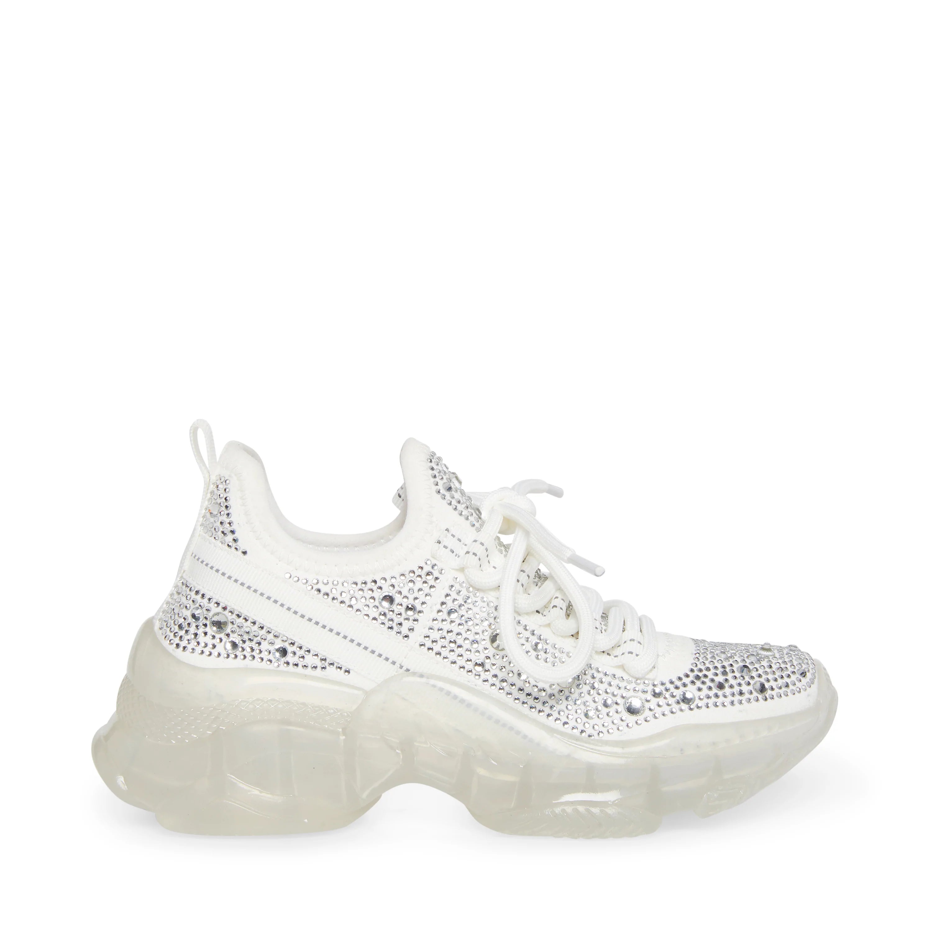 lightweight athletic shoes flair-White Rhinestone Sneaker