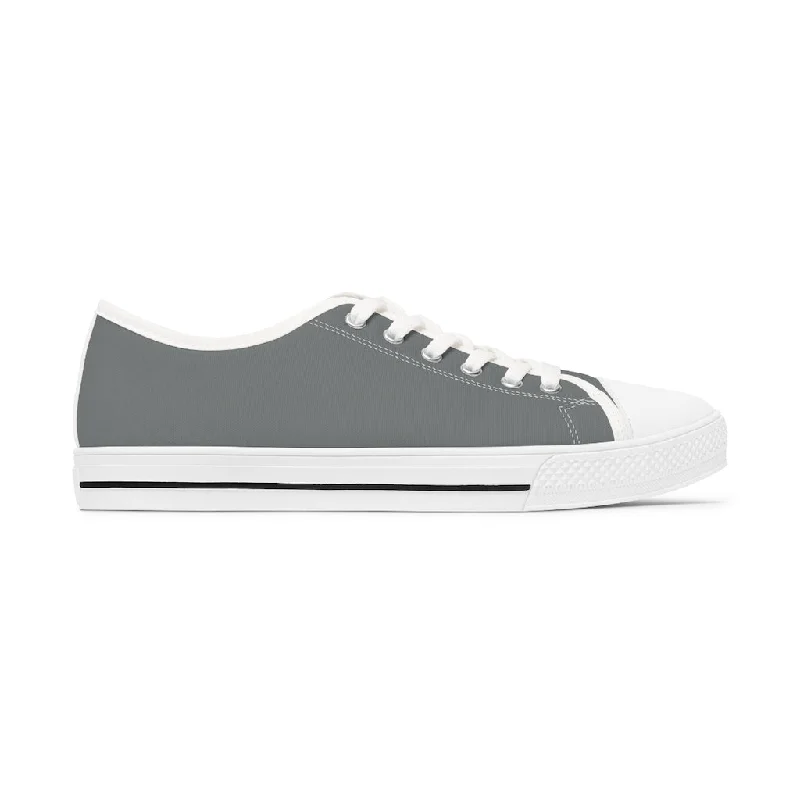 chunky athletic shoes charm-Grey Color Best Ladies' Sneakers, Solid Color Women's Low Top Sneakers Tennis Shoes (US Size: 5.5-12)