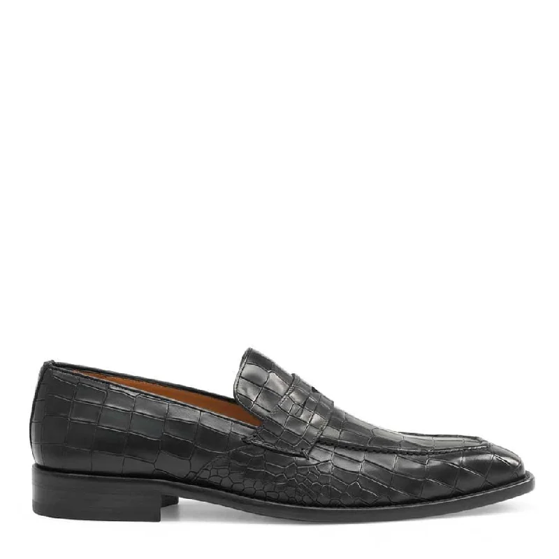 loafers for a polished formal look-Mezlan 19542 Men's Shoes Crocodile Print / Calf-Skin Leather Penny Loafers (MZ3291)