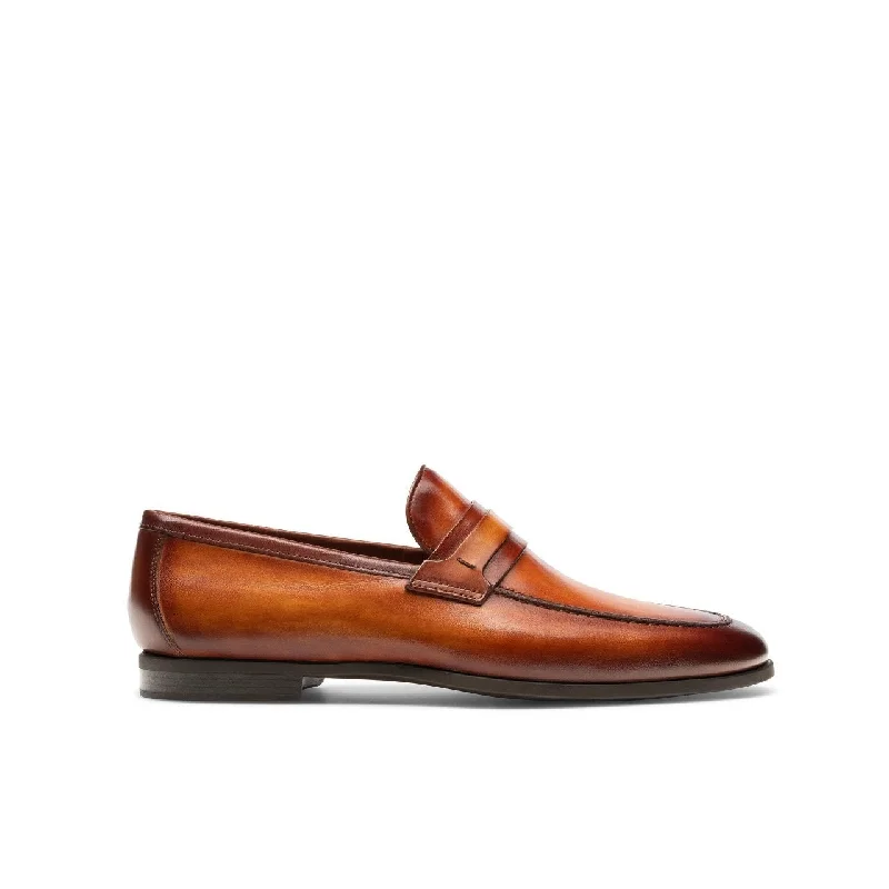 loafers with decorative leather accents-Magnanni 23822 Daniel Men's Shoes Brown Calf-Skin Leather Penny Loafers (MAGS1008)