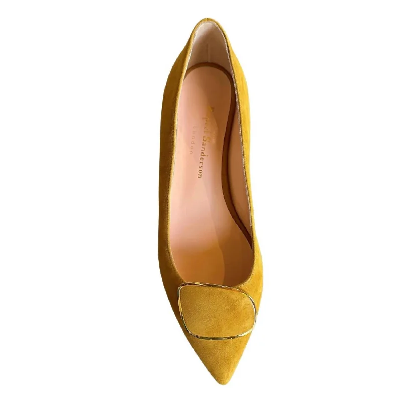 Women's Bedfa Pebble Flat Shoes In Gold Suede