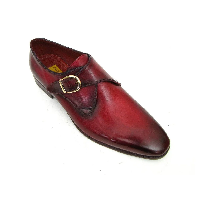 loafers with unique design details-Paul Parkman DW984P Men's Shoes Burgundy Calf-Skin Leather Monk-Strap Loafers (PM6291)