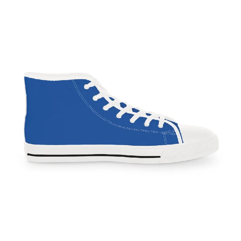 athletic shoes for agility-Dark Blue Men's High Tops, Modern Minimalist Best Men's High Top Sneakers (US Size: 5-14)