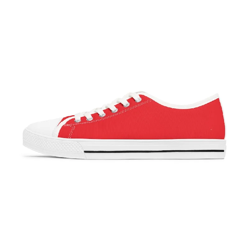 lightweight athletic shoes edge-Red Color Best Ladies' Sneakers, Solid Color Women's Low Top Sneakers (US Size: 5.5-12)