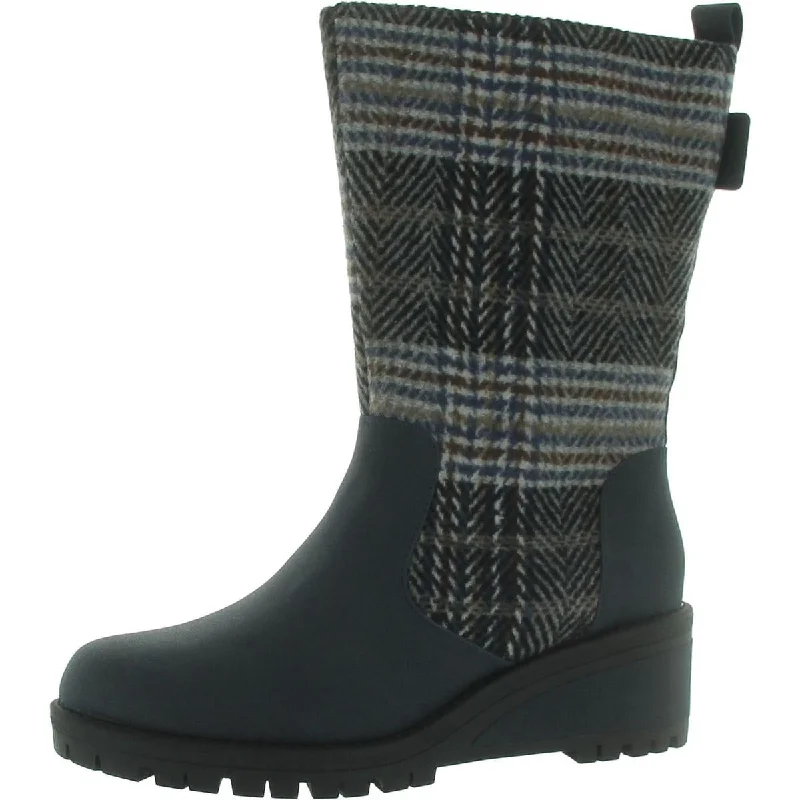 casual winter boots-Muk Luks Womens Norway Floro Faux Suede Plaid Mid-Calf Boots