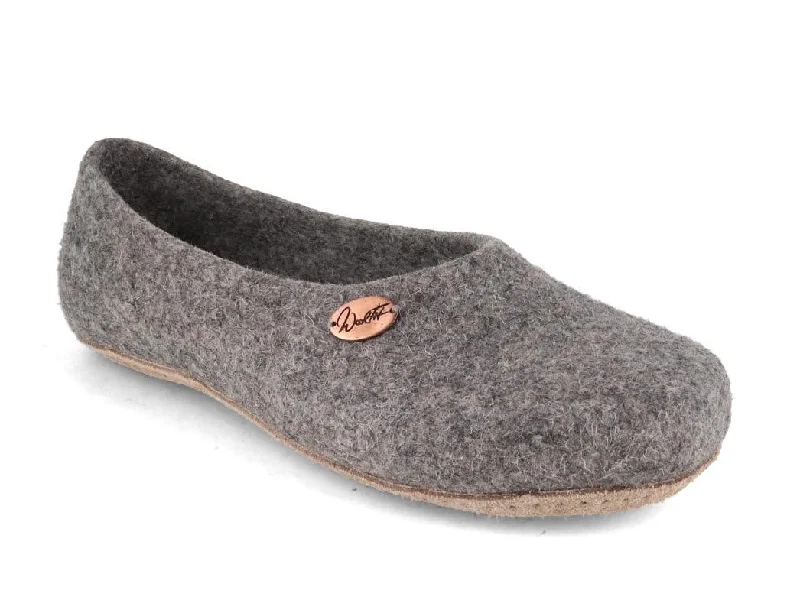 Slippers with fun soles-WoolFit® Ballerina Slippers, light grey