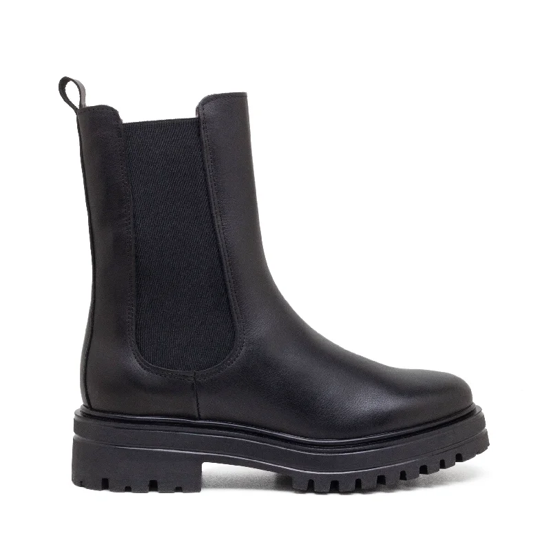 fashionable boots for office wear-LONDON CHELSEA BOOT WITH FUR