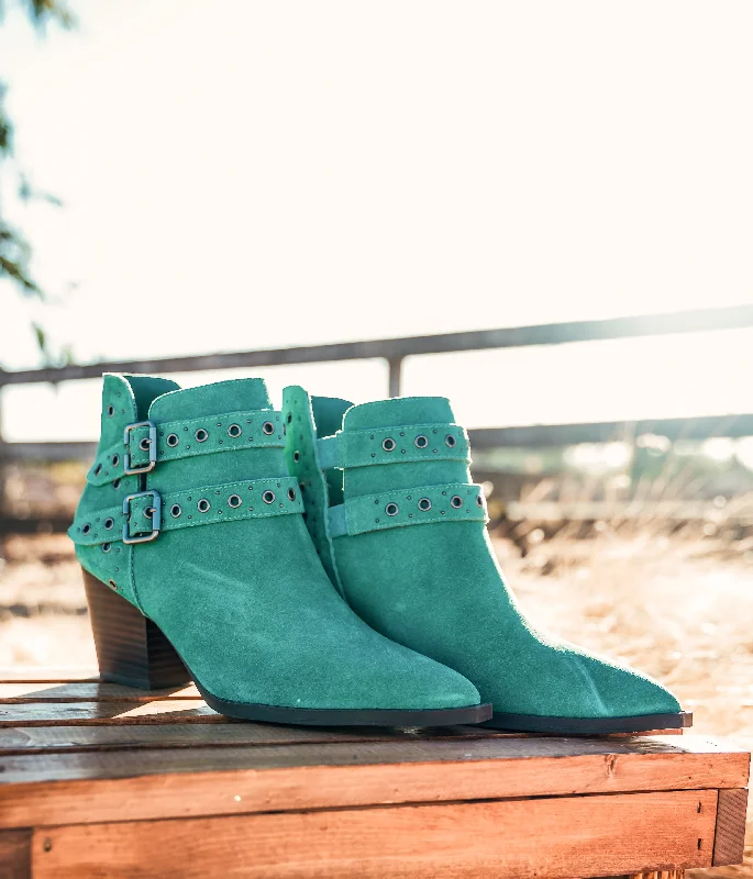 boots with arch support for men-Elsa Leather Ankle Boot in Teal