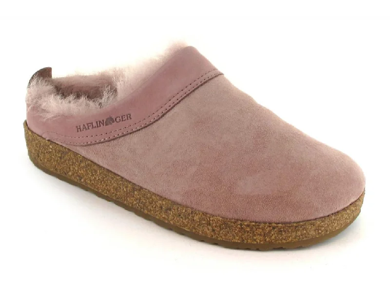 Slippers for leg softness-HAFLINGER Women's Slippers with Shearling Snowbird, rosewood