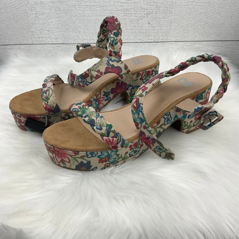 gentle high heels eco-Shoes Heels Block By So In Floral Print, Size: 9.5