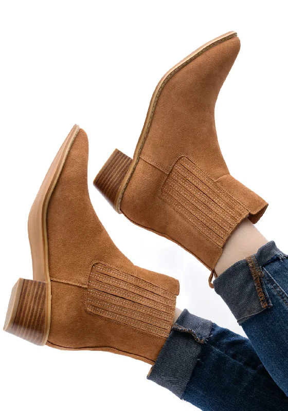 outdoor boots with water resistance-Leonor Suede Ankle Boot in Tan