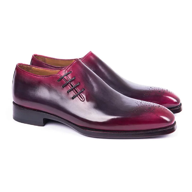 stylish loafers with patent leather-Paul Parkman 846F11 Men's Shoes Purple & Gray Calf-Skin Leather Loafers (PM6300)