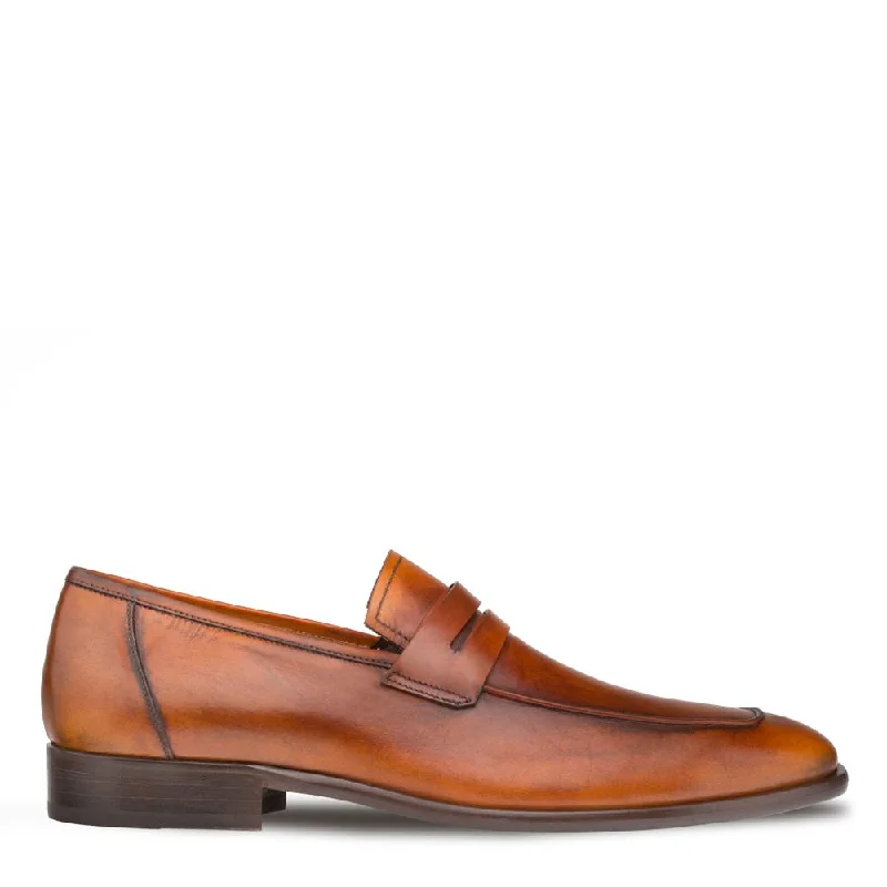 comfortable loafers with soft lining-Mezlan E20243 Men's Shoes Cognac Calf-Skin Leather Penny Loafers (MZ3401)