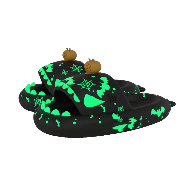 Slippers with bold soles-The Luminous Unisex Sizing Slippers Christmas Charms Shark Sandals