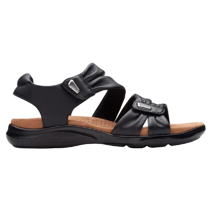 Clarks Kitly Ave Black Leather Sandal (Women's)