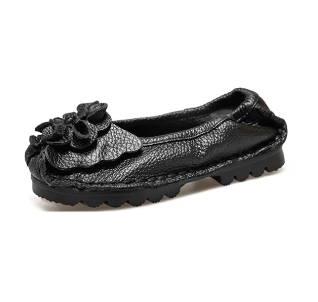 loafers for travel and style-Tiosebon Flower Ethnic Leather Loafers