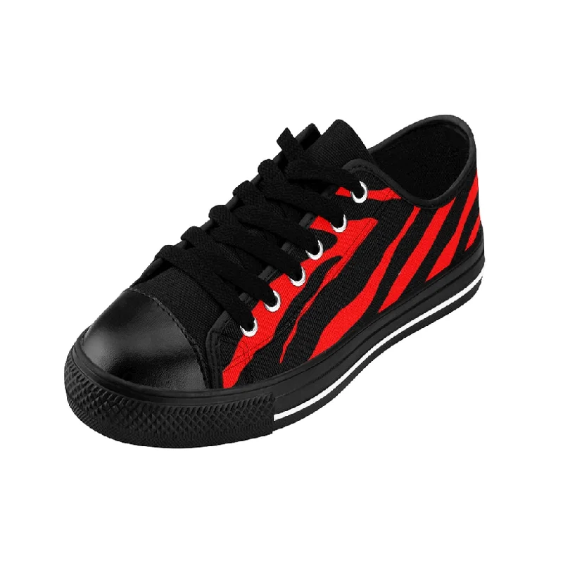 trendy athletic shoes charm-Red Zebra Men's Sneakers, Best Zebra Stripe Sexy Animal Print Low Top Shoes(US Size: 7-14)